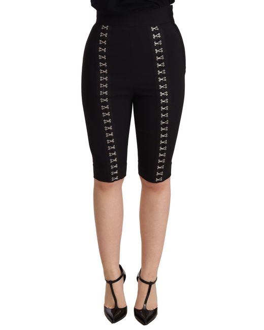 Dolce & Gabbana Black Elegant High Waist Wool Shorts
