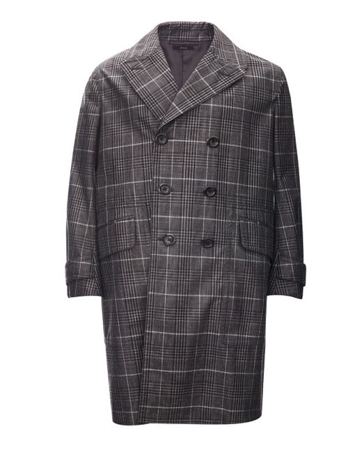 Tom Ford Gray Grey Checked Mid-length Trench for men
