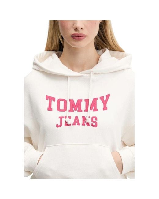 Tommy Hilfiger White Cream Recycled Cotton Hoodie