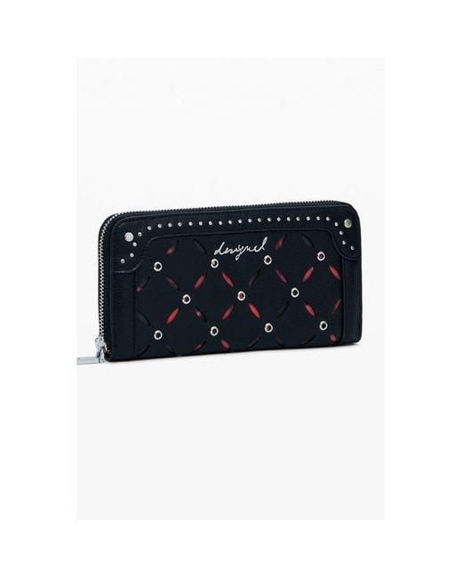 Desigual Black Diamond Cutout Zip Wallet