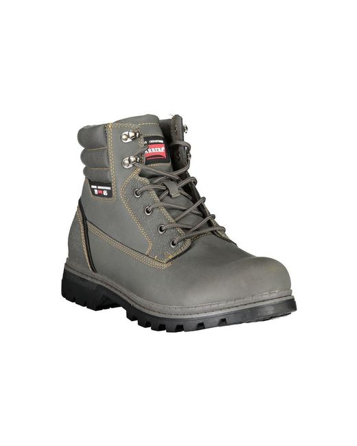 Carrera Gray Chic Lace-Up Boots With Contrast Details for men