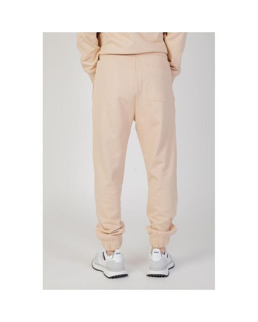 Boss Natural Beige Cotton Joggers (workout Pants) for men