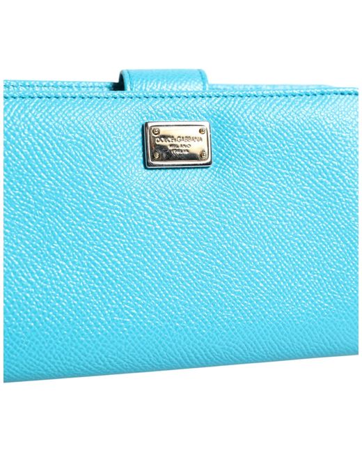 Dolce & Gabbana Blue Leather Bifold Continental Clutch Wallet for men