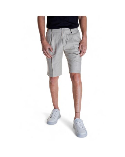 Antony Morato Blue Beige Linen Bermuda Shorts for men