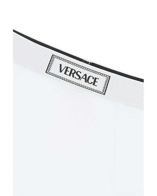 Versace White Ribbed Briefs With '90S Logo