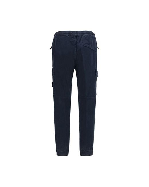 Stone Island Blue Cotton Cargo Pants for men