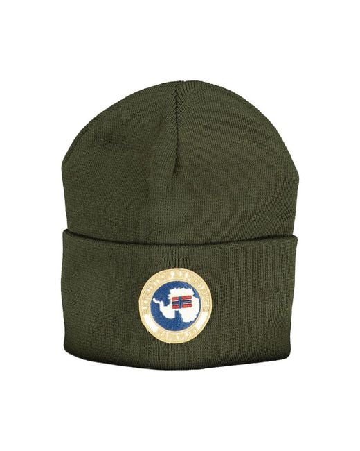 Napapijri Green Acrylic Hats & Cap for men