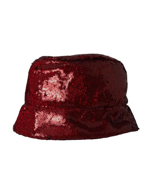 Dolce & Gabbana Red Sequined Nylon Bucket Hat for men