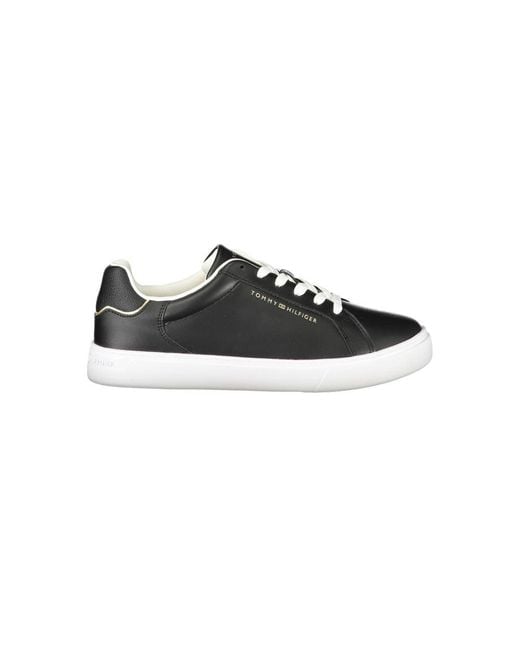 Tommy Hilfiger Black Leather Sneakers Fw0Fw04276