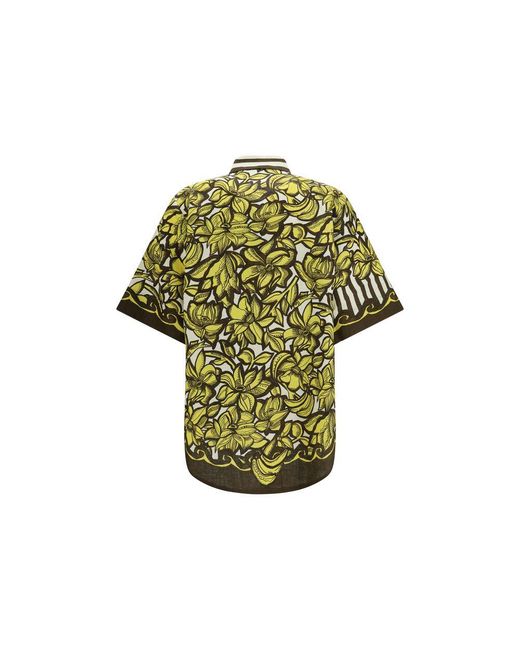ALÉMAIS Green Multicolor Hemp Shortsleeve Shirt