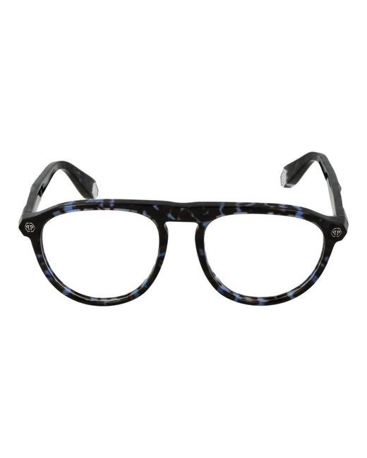 Philipp Plein Black Blue Cellulose Acetate Glasses (frames) for men