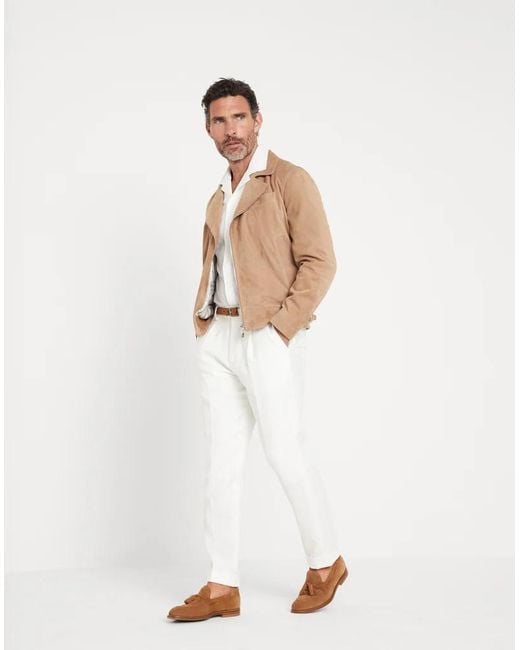 Brunello Cucinelli White Bicolor Leather Leather Jacket for men