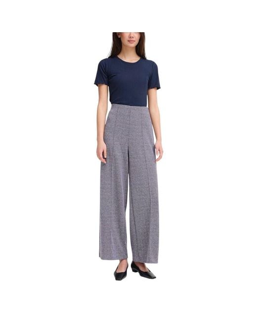 Ichi Gray Blue Polyester Casual Pants