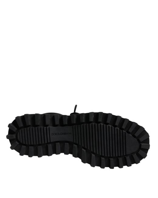 Dolce & Gabbana Black Padded Mid Calf Lace Up Boots Shoes for men