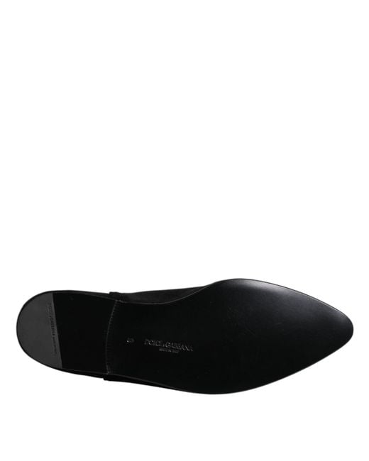 Dolce & Gabbana Black Embellished Velvet Loafers for men