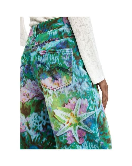 Desigual Green Cotton Mom Jeans