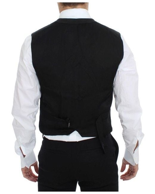 Dolce & Gabbana Blue Cotton Blend Dress Vest Gilet for men