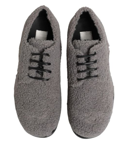 Dolce & Gabbana Gray Fleece Lace Up Men Derby Dress Shoes for men