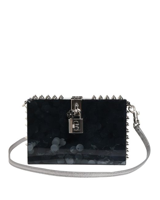 Dolce & Gabbana Black Acrylic Plexiglass Studded Dolce Box Clutch Bag