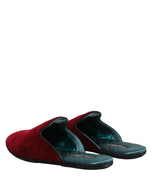 Dolce & Gabbana Red Suede Slides Flat Slipper Men Shoes for men