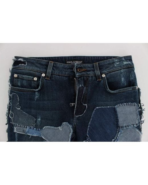 Dolce & Gabbana Blue Stretch Patchwork Jeans Shorts
