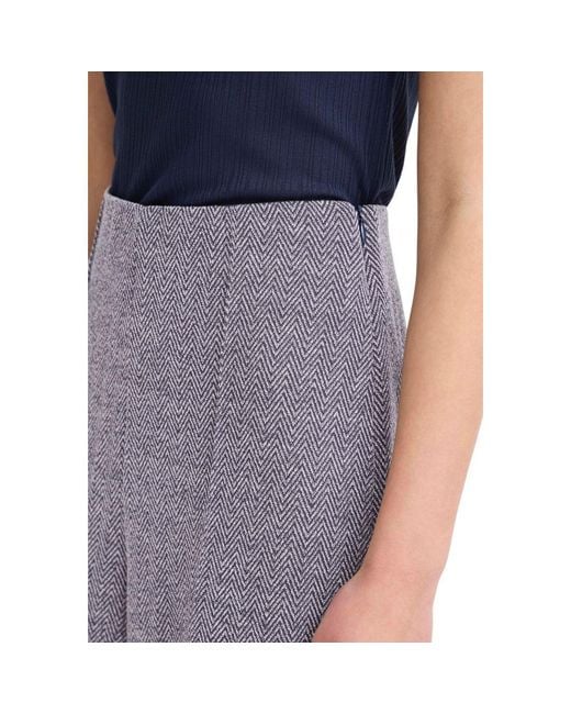 Ichi Gray Blue Polyester Casual Pants