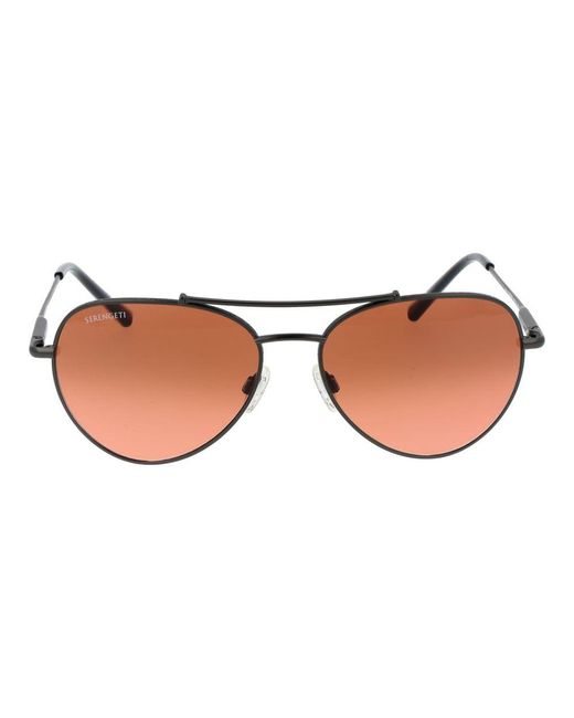 Serengeti Brown Black Metal Sunglasses