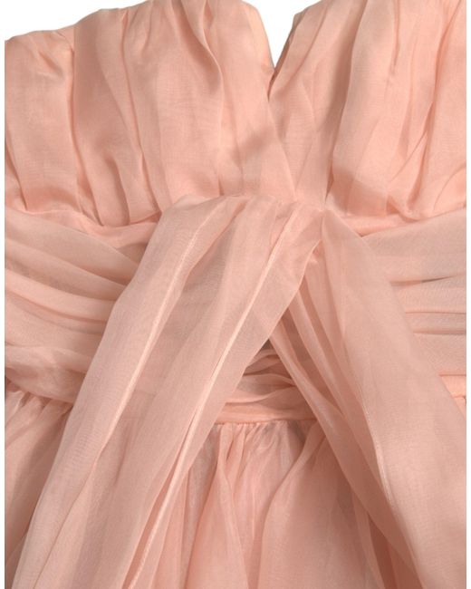 Dolce & Gabbana Pink Silk Chiffon Halter A-Line Pleated Midi Dress