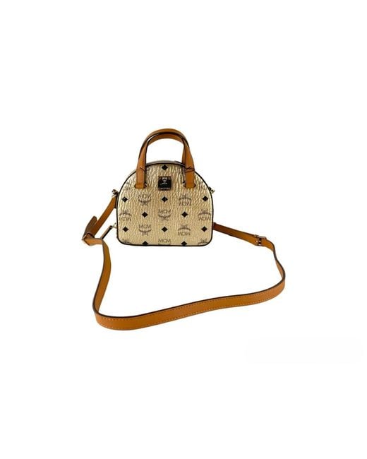 MCM Black Half Moon Mini Round Top Tote Crossbody Bag