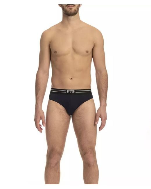 Roberto Cavalli Blue Elegant Trio Pack Of Cotton Blend Briefs for men