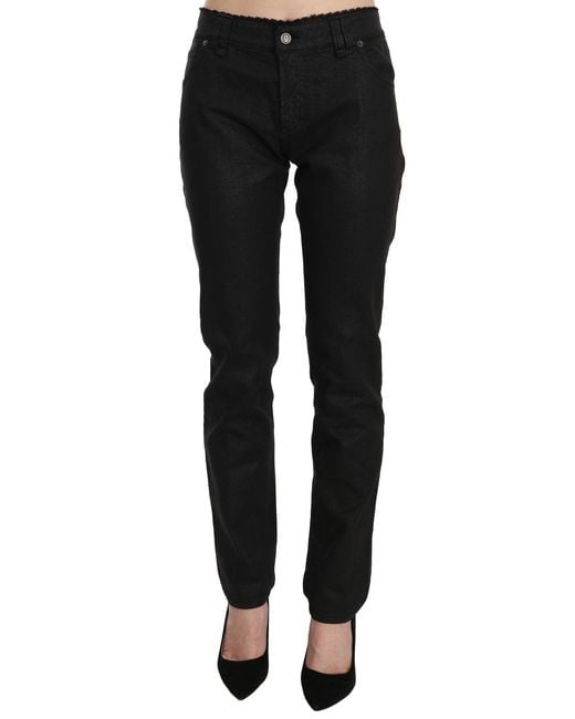 John Galliano Black Mid Waist Skinny Cotton Casual Denim Jeans