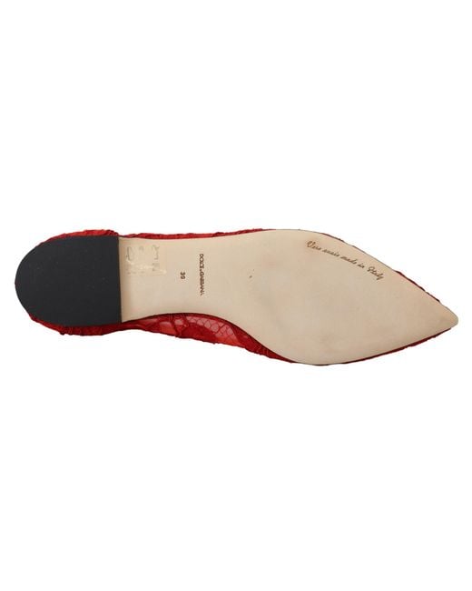 Dolce & Gabbana Red Crystal-Embellished Flats