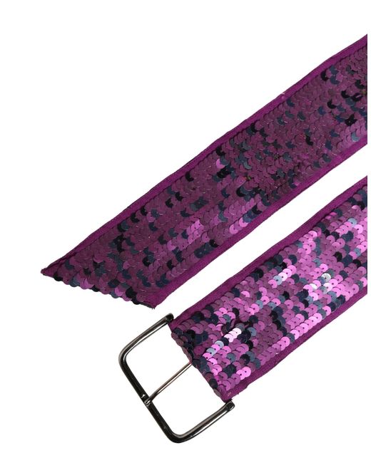 Gianfranco Ferré Purple Sequined Silver Metal Buckle Belt