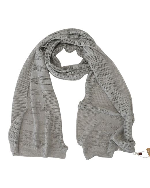 John Galliano Black Gray Logo Knitted Neck Wrap Shawl Foulard Scarf