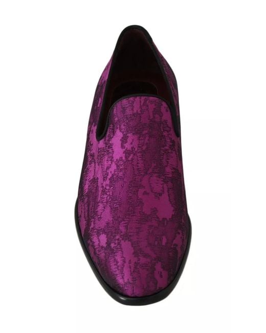 Dolce & Gabbana Purple Silk Pattern Loafers for men