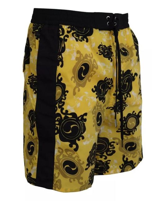 DSquared² Yellow Dsqua² Printed Beachwear Shorts Swimwear for men