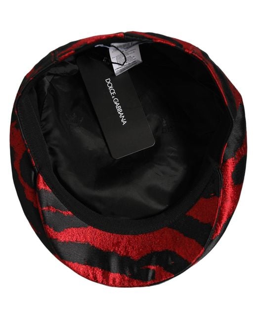 Dolce & Gabbana Men Red Black Stripe Cotton Newsboy Capello Hat for men
