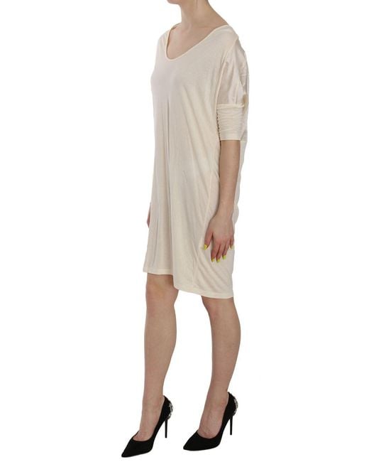 CoSTUME NATIONAL Natural Costume Nationa Chic Cream A-Line Elbow Sleeve Dress