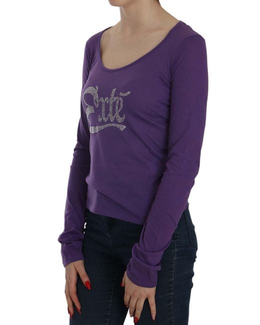 Exte Crystal Embellished Ls Casual Top Purple Tsh3908