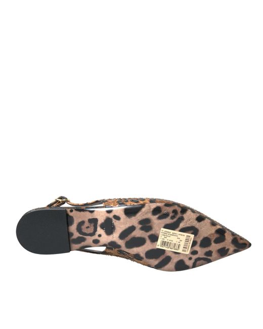 Dolce & Gabbana Brown Leopard Exotic Skin Slingback Shoes