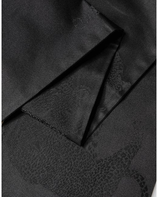 Dolce & Gabbana Black Satin Silk Fringes Neck Foulard Scarf for men