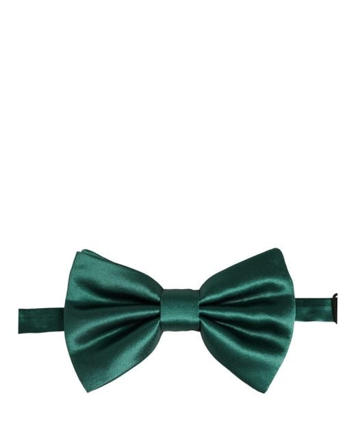 Dolce & Gabbana Men Green 100% Silk Adjustable Neck Papillon Bow Tie for men