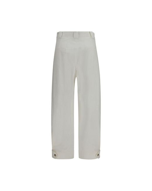 Max Mara Gray White Cotton Cropped Pants