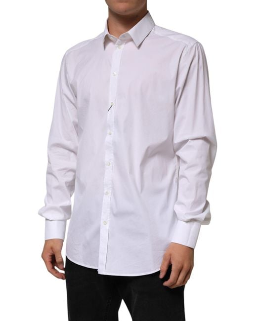 Dolce & Gabbana Purple Cotton Long Sleeves Formal Shirt Nylon Elastane for men