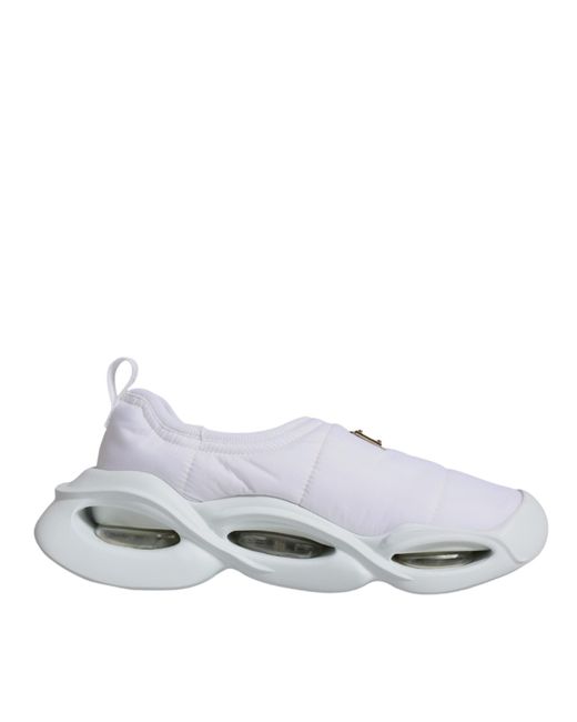Dolce & Gabbana White Padded Fabric Low Top Sneakers Shoes