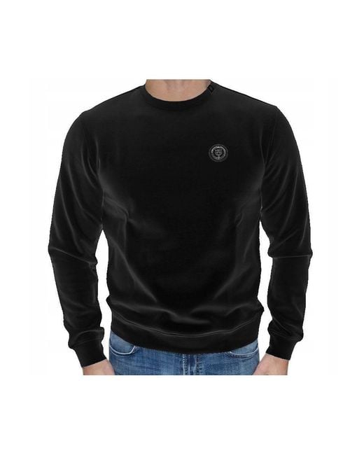 Philipp Plein Black Iconic Crewneck Sweatshirt With Logo Plaque for men