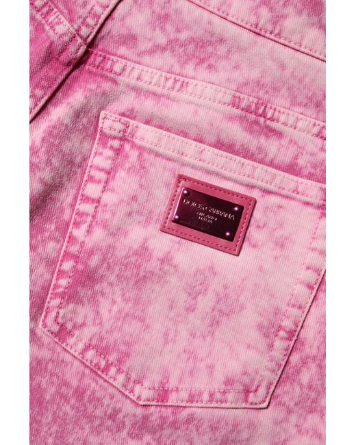 Dolce & Gabbana Pink Tie Dye High Waist Tapered Denim Jeans for men