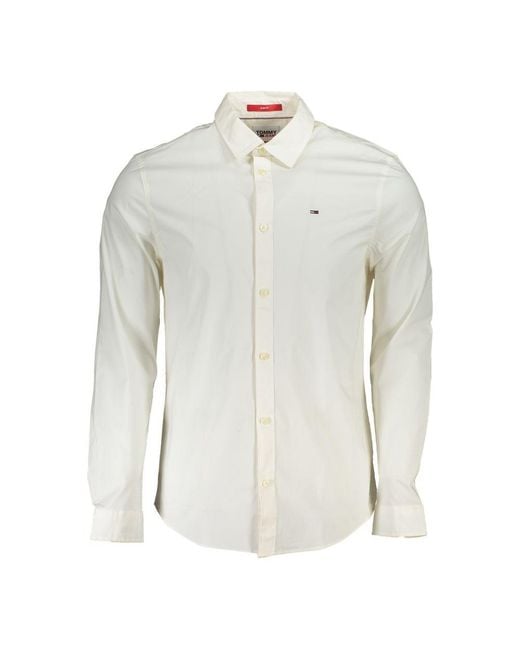 Tommy Hilfiger Gray White Cotton Men's Shirt for men
