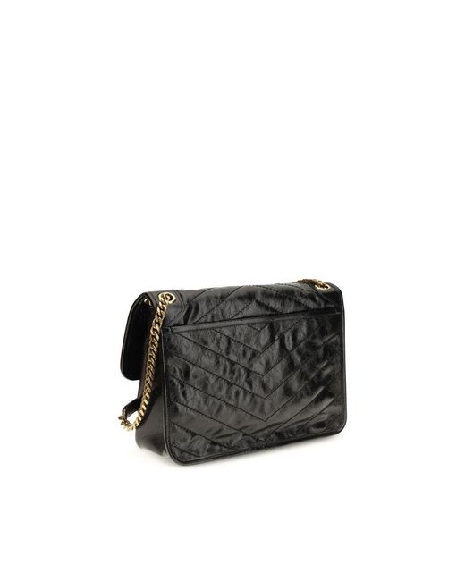 Saint Laurent Black Calf Leather Bos Taurus Shoulder Bag