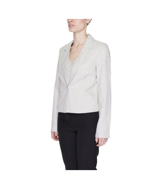 Vero Moda White Gray Polyester Blazer